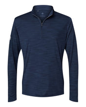 Men's Adidas® Lightweight Mélange Quarter Zip Pullover - Navy & Grey