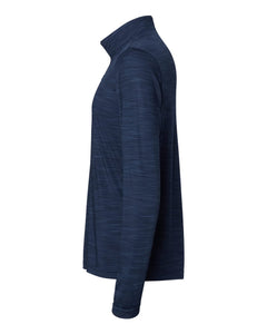 Men's Adidas® Lightweight Mélange Quarter Zip Pullover - Navy & Grey