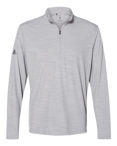 Men's Adidas® Lightweight Mélange Quarter Zip Pullover - Navy & Grey